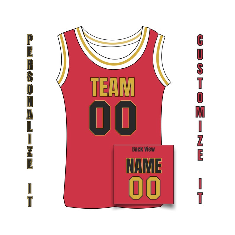 Custom Basketball Jersey, Personalized Basketball Jersey, Customized Jersey Name and Number Red