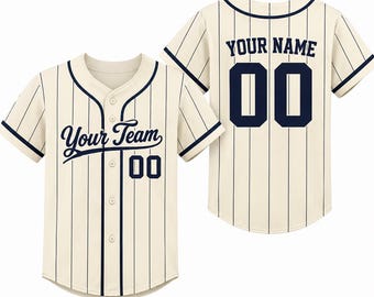 Custom Striped Baseball Jersey | Personalized Name Number Top Youth Uniform