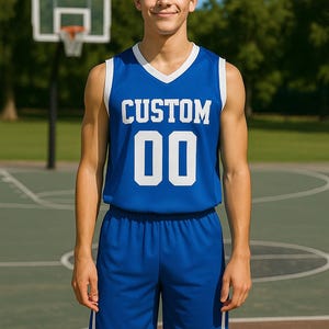 Custom Basketball Jersey – Personalized V-Neck Team Jersey Royal Blue
