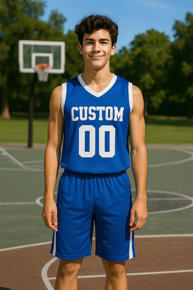 Custom Basketball Jersey – Personalized V-Neck Team Jersey Royal Blue