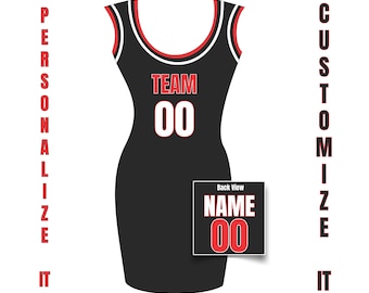 Custom Name Number Jersey Dress, Women Basketball Jersey Dress, Ladies Throwback Jersey Dress