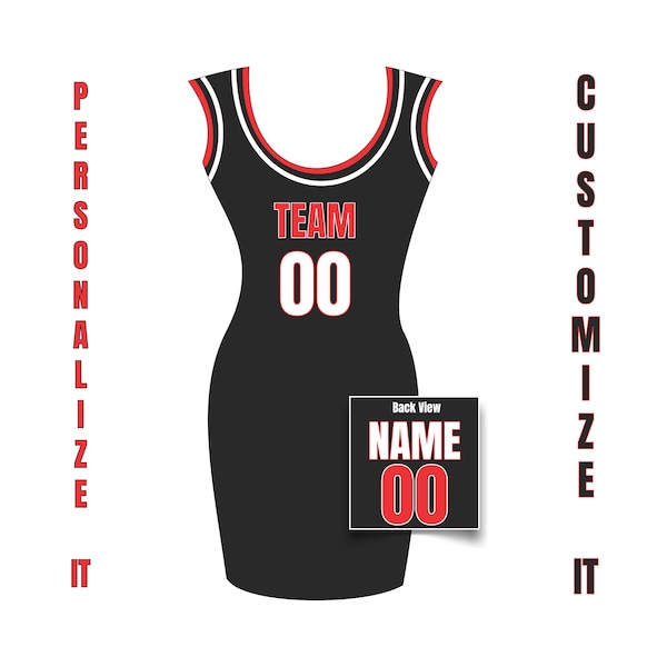 Custom Name Number Jersey Dress, Women Basketball Jersey Dress, Ladies Throwback Jersey Dress