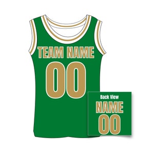 Custom Basketball Jersey, Personalized Basketball Jersey, Customized Jersey Name and Number Green