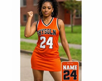 Custom Name Number Basketball Jersey Dress, Ladies Throwback Style - Etsy