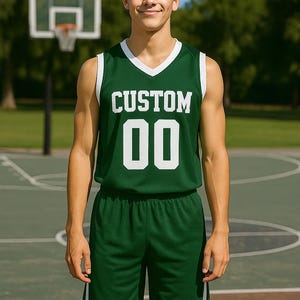 Custom Basketball Jersey – Personalized V-Neck Team Jersey Green