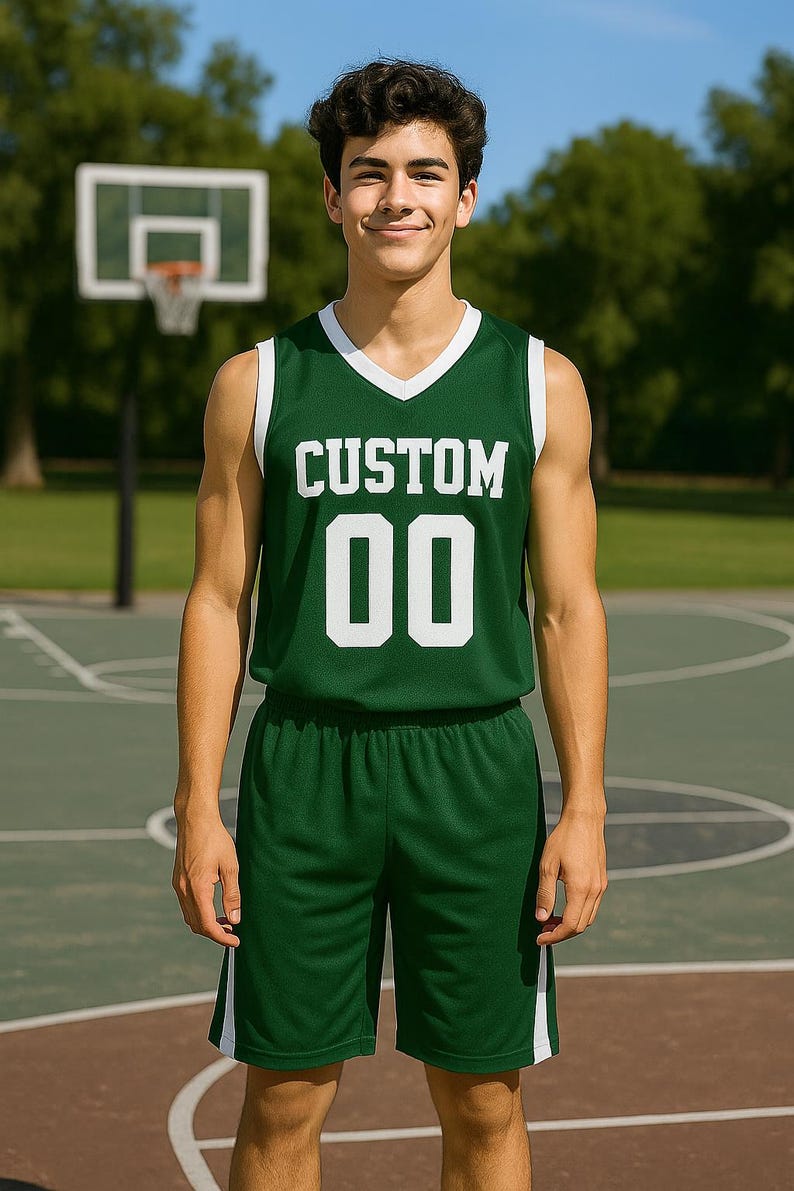 Custom Basketball Jersey – Personalized V-Neck Team Jersey Green