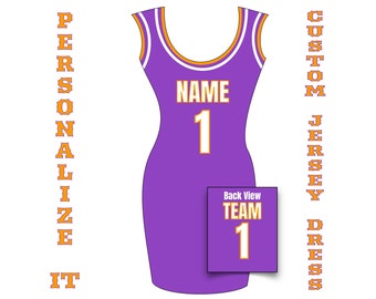 Custom Name Number Jersey Dress, Women Basketball Jersey Dress, Ladies Throwback Jersey Dress