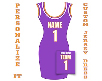 Custom Name Number Jersey Dress, Women Basketball Jersey Dress, Ladies Throwback Jersey Dress