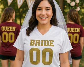 Personalized Bride Glitter Football Jersey – Custom Wedding Party Jersey