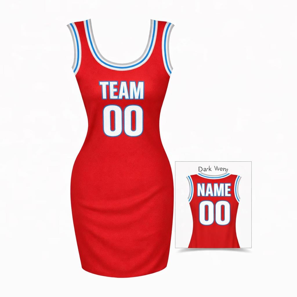 Custom Name Number Basketball Jersey Dress, Ladies Throwback Style