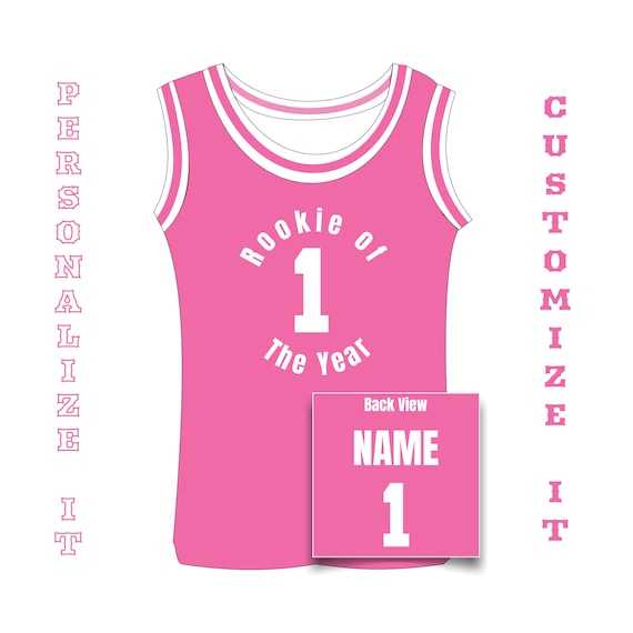 313Custom Rookie of The Year, Custom Basketball Jersey, Baby Pink One Year Old Jersey with Customized Name and Number