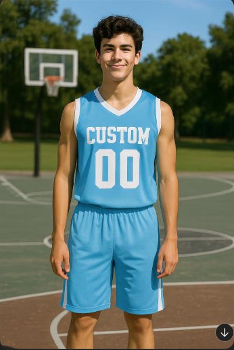 Custom Basketball Jersey – Personalized V-Neck Team Jersey Light Blue