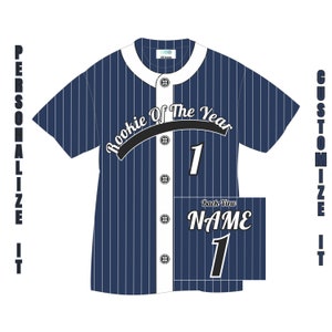 Custom Baseball Shirt, Rookie Of The Year, Toddler Baseball Jersey Shirt, First Birthday Jersey