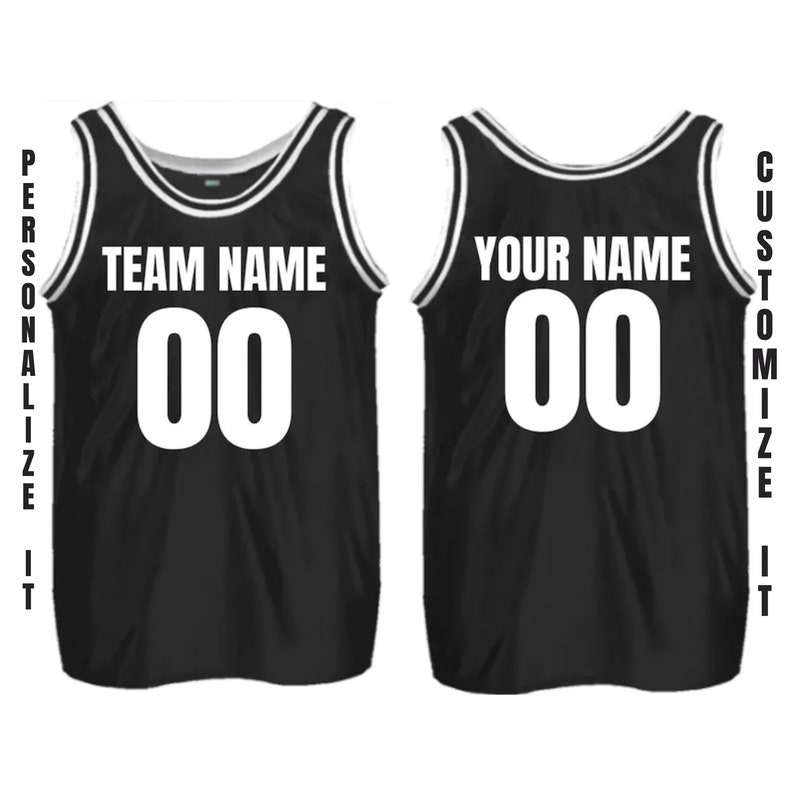 Custom Basketball Jersey, Personalized Basketball Jersey, Customized Jersey Name and Number Black