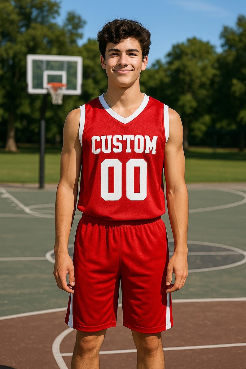 Custom Basketball Jersey – Personalized V-Neck Team Jersey Red
