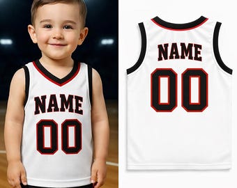 Custom Kids Basketball Jersey – Personalized Baby & Toddler Sleeveless Sports Jersey with Name / Number, Unique Baby Gift