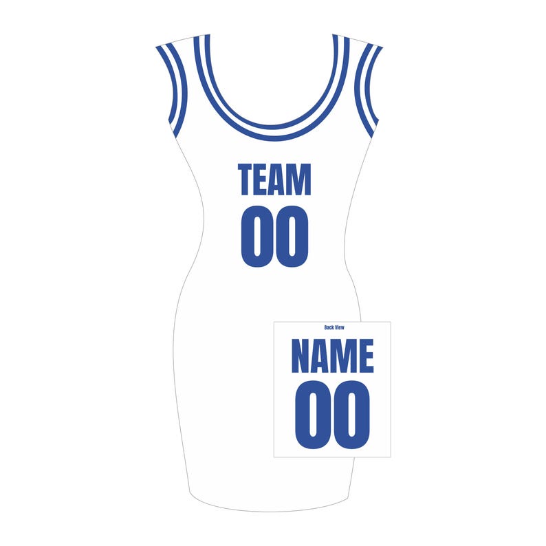 Basketball Jersey White with Blue Print and trim