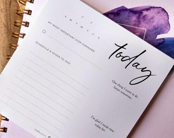 Daily Intentions and Checklist Notepad | planner notepad, minimalist to do list, goals, reflections