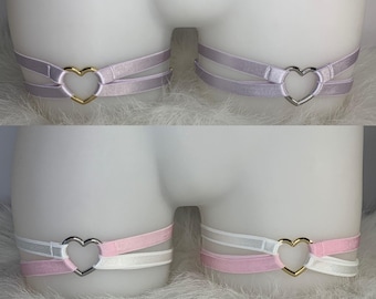 Leg Garters with Metal Heart (Pastels)