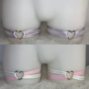 Leg Garters with Metal Heart (Pastels)