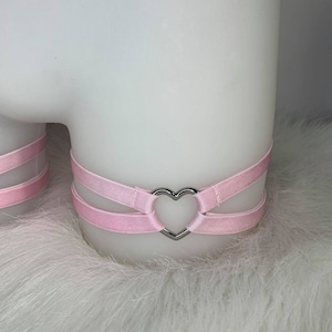 Leg Garters with Metal Heart (Pastels)