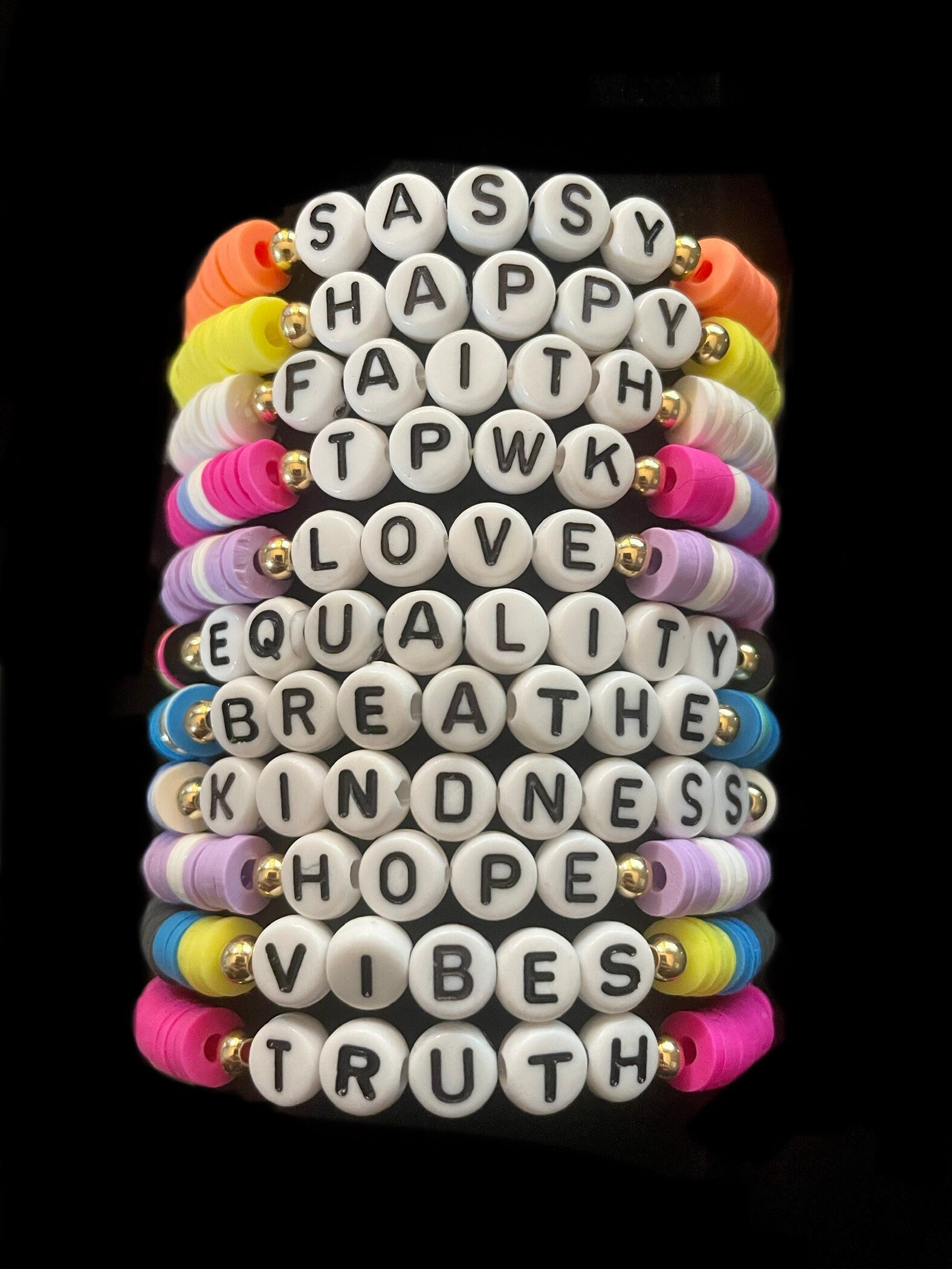 Word Bracelets Custom Name Bracelets Polymer Clay Etsy