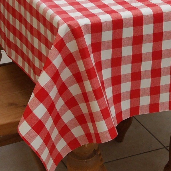 Red Gingham Check Pvc Vinyl Nappe - Imperméable à l’eau - Utilisation intérieure/extérieure - NOUVEAU