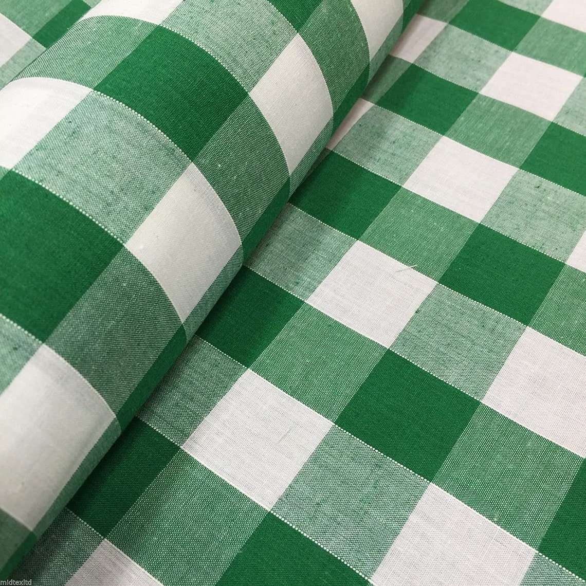 Green Gingham Poly Cotton Check Fabric Cloth Per Metre NEW Etsy