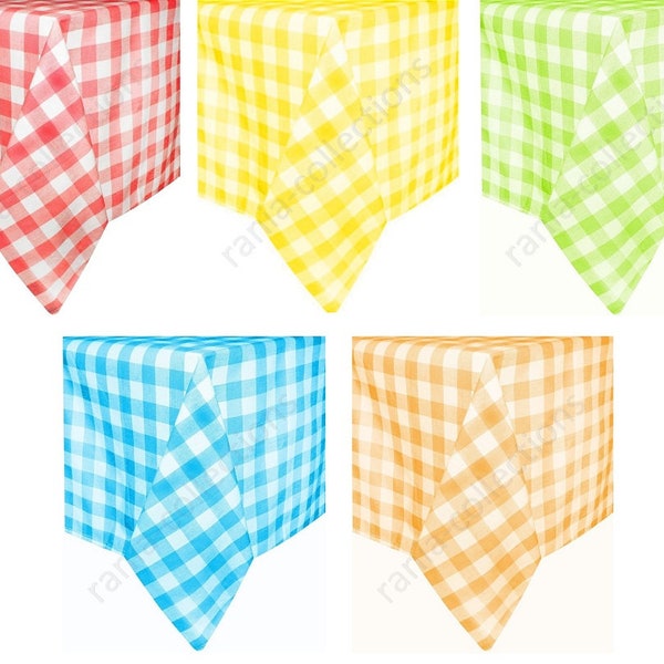 Gingham Check 100% Pure Cotton Table Cloth Cover - Various Colours and Sizes