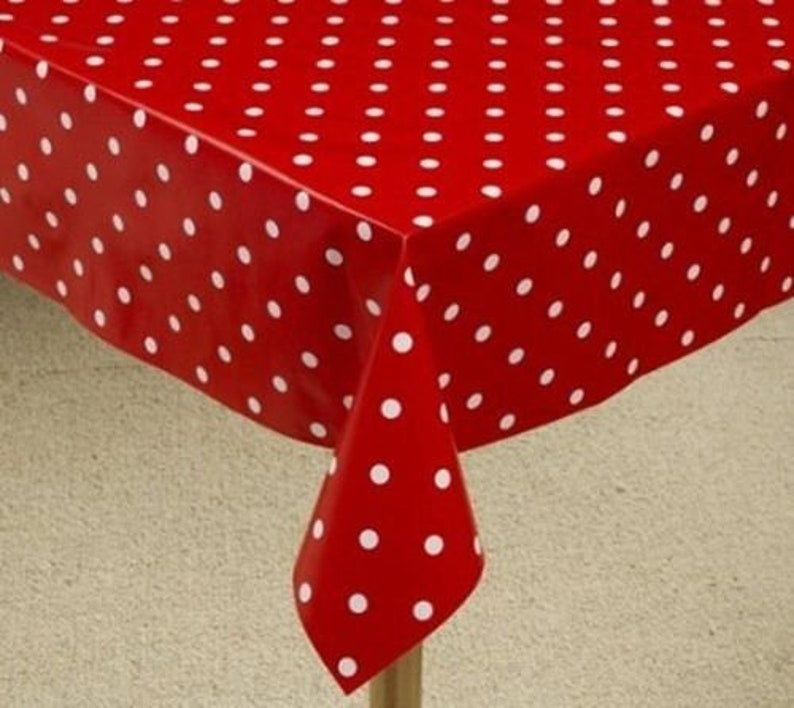 Polka Dot Pvc Vinyl Table Cover Fabric Waterproof Indoor / Etsy
