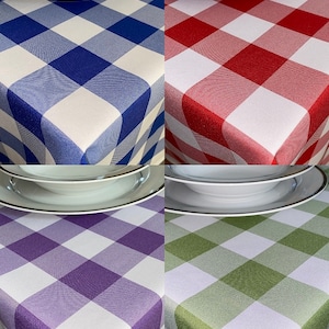 GINGHAM Check Bi-Stretch Polyester TABLE CLOTH - Various Colours
