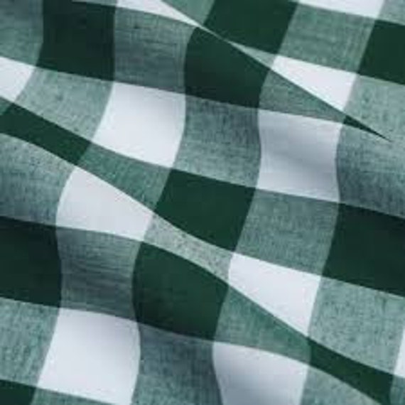 Bottle Green Gingham Poly Cotton Check Fabric Cloth - Per Metre - NEW -  BARGAIN!