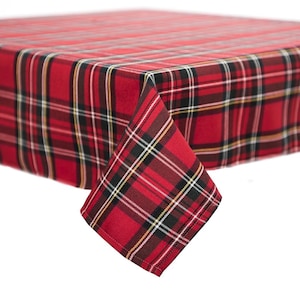 Tela de mesa de tartán / cubierta - Tela de poliviscosa de calidad escocesa Royal Stewart