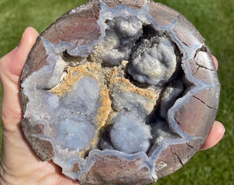 Utah Dugway Geode Half-Botryoidal Chalcedony-Druzy Sparkle-Natural Mineral Matrix-4.5” Specimen Display #PE501-1