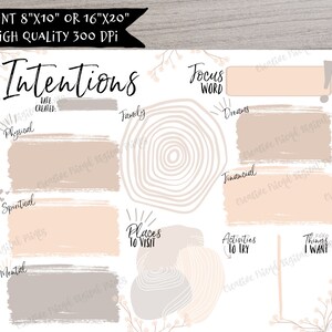 Intentions Board-Earth Tones | Motivational Board | New Year Focus | Vision Board | Visual Goal Setting | Goal Template | Accomplish Goals
