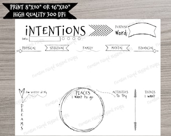 Intentions Board Printable | Vision Goal Setting Template (PDF & JPG)