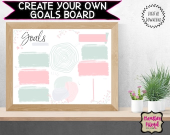 DIY Goal Setting Board Template | 2025 Vision Board (Digital Download)