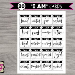 Tarjetas YO SOY / Imprimibles de Tablero de Visión / Palabras de Afirmación / Visión 2023 / Palabras Poderosas / Declaraciones / Palabras Positivas / Scrapbooking / Tarjetas