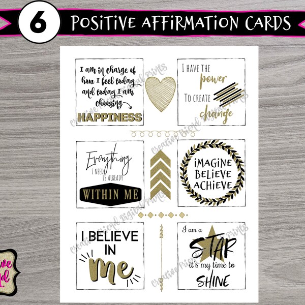 Positive Affirmation Statement Cards | Vision Board | Positive Quotes | 2023 Vision | Powerful Words | Motivational Board | Scrapbooking DIY