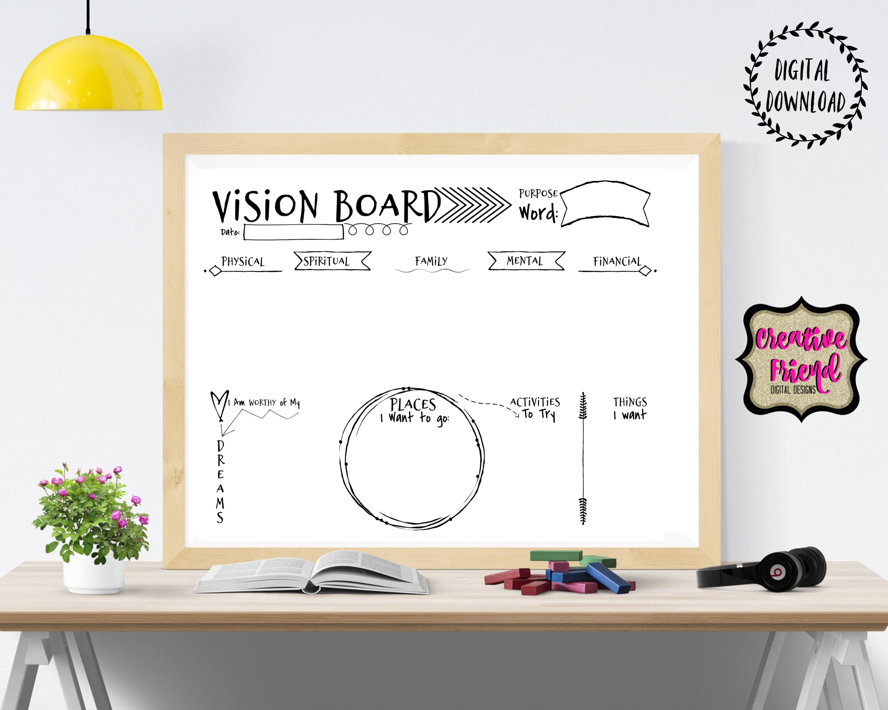 Vision Board 22 Goals Goal Setting Motivational Board Etsy Nederland