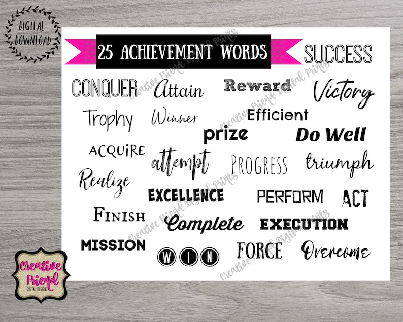 Vision Board Goal Words Printables 2020 Vision Powerful Etsy