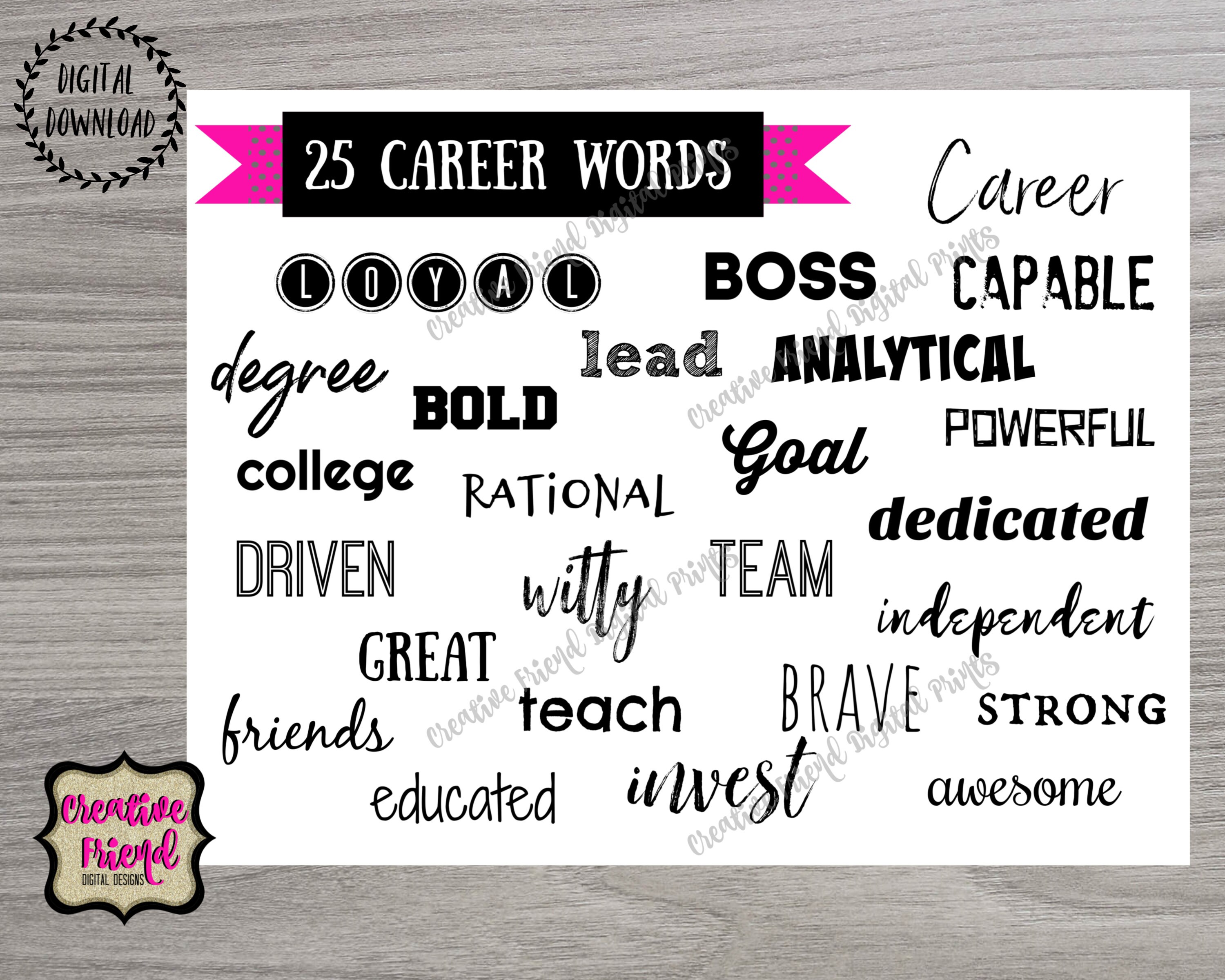 Vision Board Career Words Printables 2023 Vision Powerful Words 