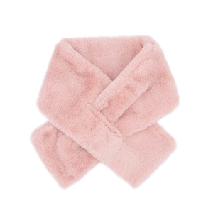 Children's Faux Fur Pull-Through Scarf - Kids Luxury Winter Neckwear - Warm Plush Fashion Accessory - Fluffy Stylish Fake Fur - Pink White