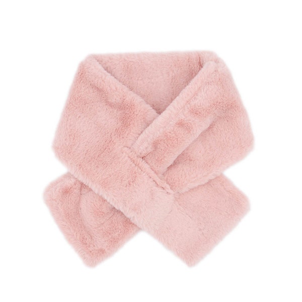 Écharpe en fausse fourrure pour enfants - Cravates d'hiver de luxe pour enfants - Accessoire de mode en peluche chaud - Fausse fourrure élégante et duveteuse - Blanc rose