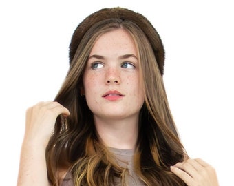 Real Mink Fur Hairband - Fashion Hair Accessory - Fur Headband - Soft Fuzzy Hairband - Trendy Fluffy Head Band - Brown