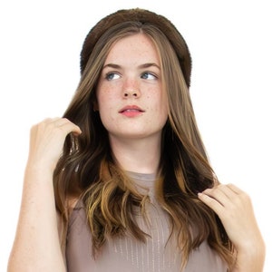 Real Mink Fur Hairband - Fashion Hair Accessory - Fur Headband - Soft Fuzzy Hairband - Trendy Fluffy Head Band - Brown