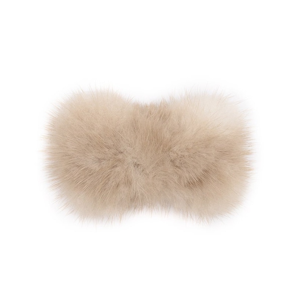 Mink Fur Bow Shaped Hair Clip - Cute Fuzzy Hair Pin - Hair Accessories for Women and Girls - Real Fur Fashion  Barrette - Beige