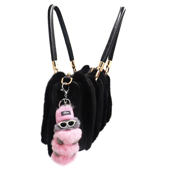 Rabbit fur keychain best sale