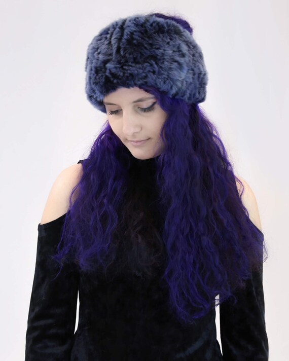 Real Rex Rabbit Fur Textile Knit Headband/scarf - Women display picture 2