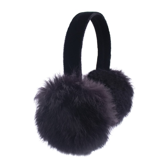 Real Rabbit Fur Earmuff With Velvet Band - Soft Hair Rabbit  display picture 2